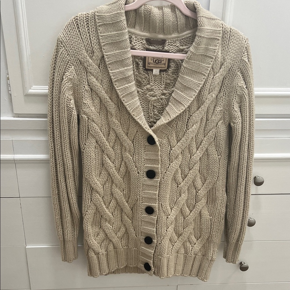 UGG Women's Beige Cable Knit Cardigan